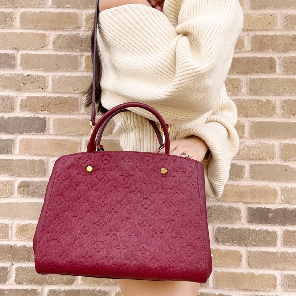 Louis Vuitton M41196 Montaigne MM Satchel Monogram Empreinte Amplant Pink Berry - Picture 3 of 11